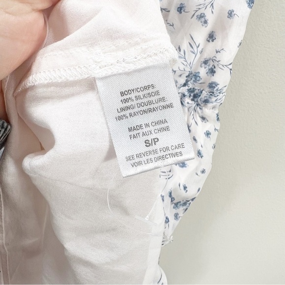 CAMI NYC Egle Dress Denim Flower Low Cut  White Floral Silk Revolve Small S - Picture 7 of 11